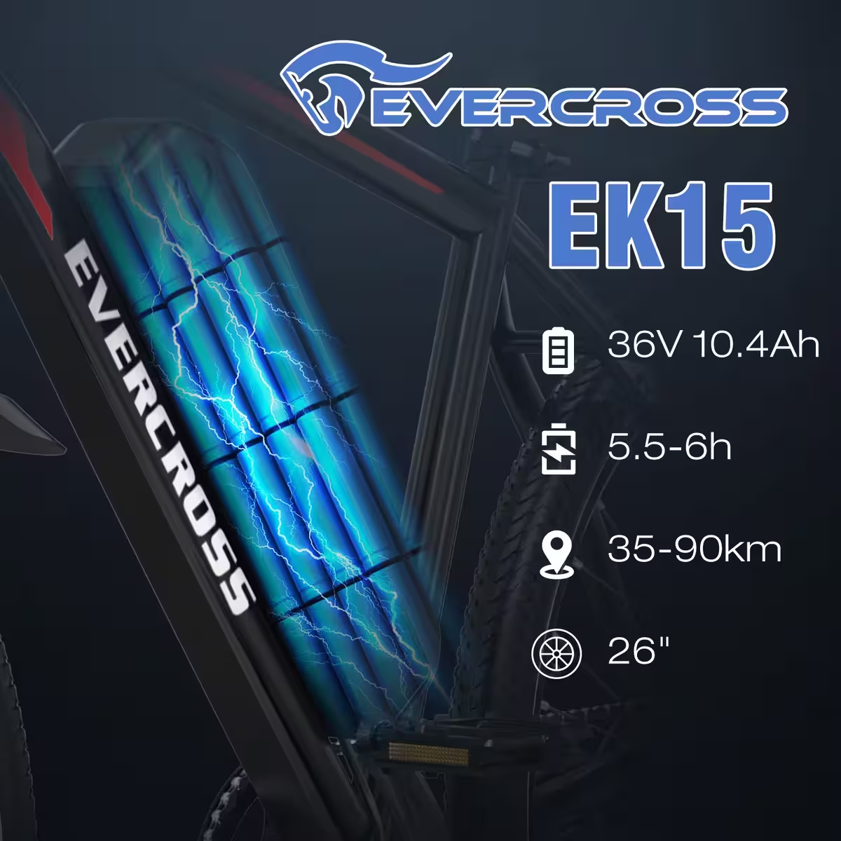 EVERCROSS EK15 - Bici elettrica da città, 36 V 250 W a doppio assorbimento