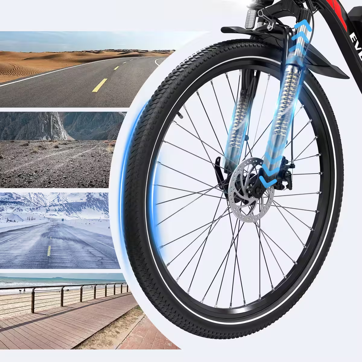 EVERCROSS EK15 - Bici elettrica da città, 36 V 250 W a doppio assorbimento
