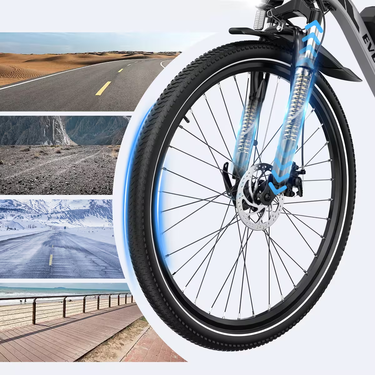 EVERCROSS EK15 - Bici elettrica da città, 36 V 250 W a doppio assorbimento