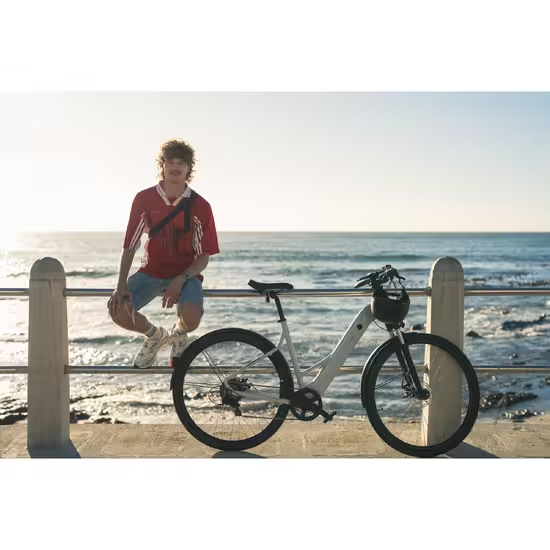 ROCKRIDER - Bici elettrica da trekking E-ACTV 100, telaio basso, grigio perla