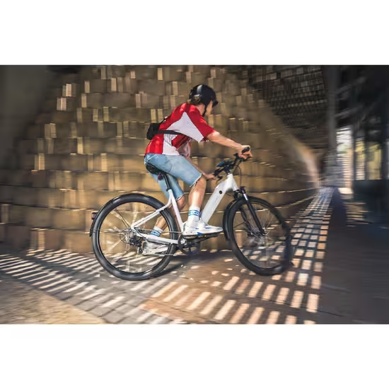 ROCKRIDER - Bici elettrica da trekking E-ACTV 100, telaio basso, grigio perla
