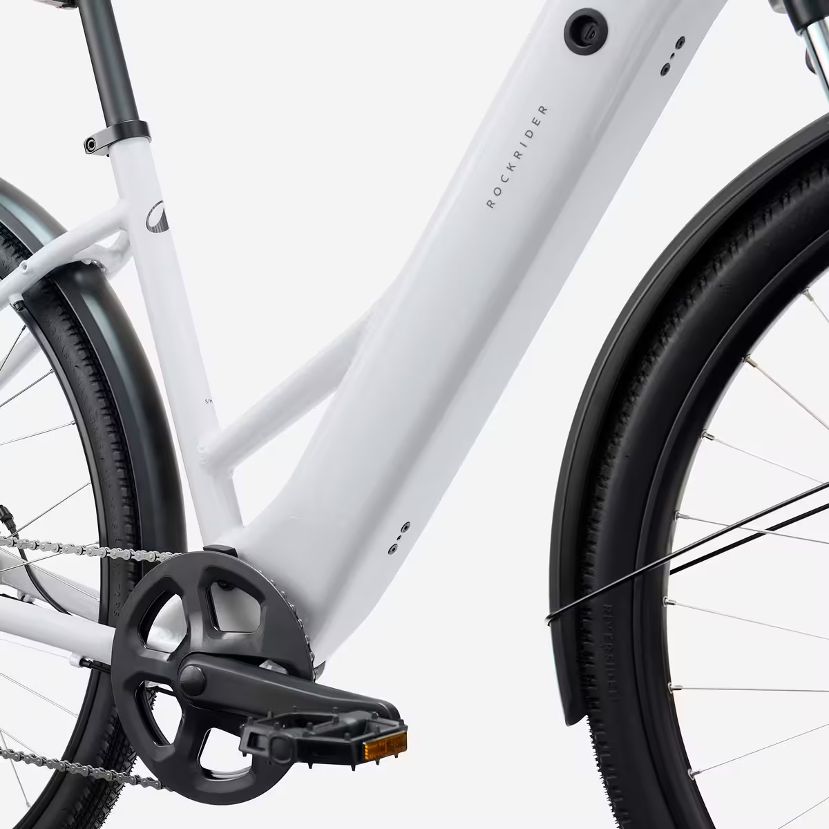 ROCKRIDER - Bici elettrica da trekking E-ACTV 100, telaio basso, grigio perla