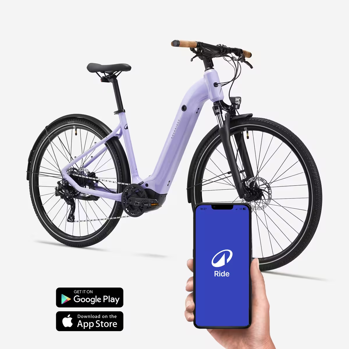 ROCKRIDER - Bici elettrica da trekking E-ACTV 500 con motore centrale e telaio basso