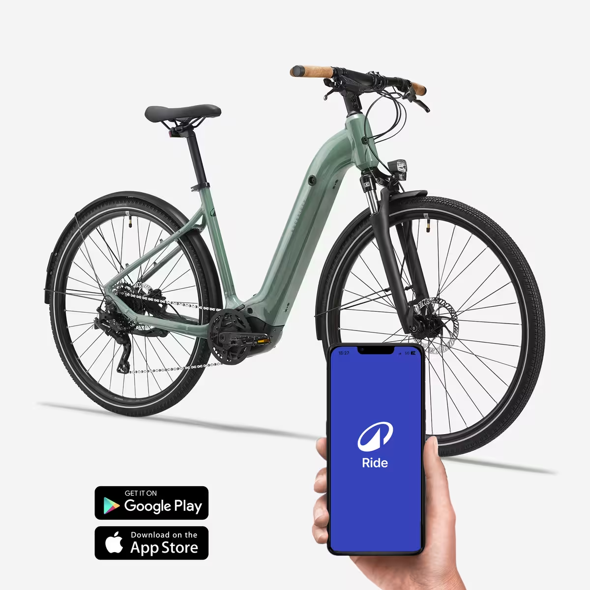ROCKRIDER - Bici elettrica da trekking E-ACTV 500 con motore centrale e telaio basso