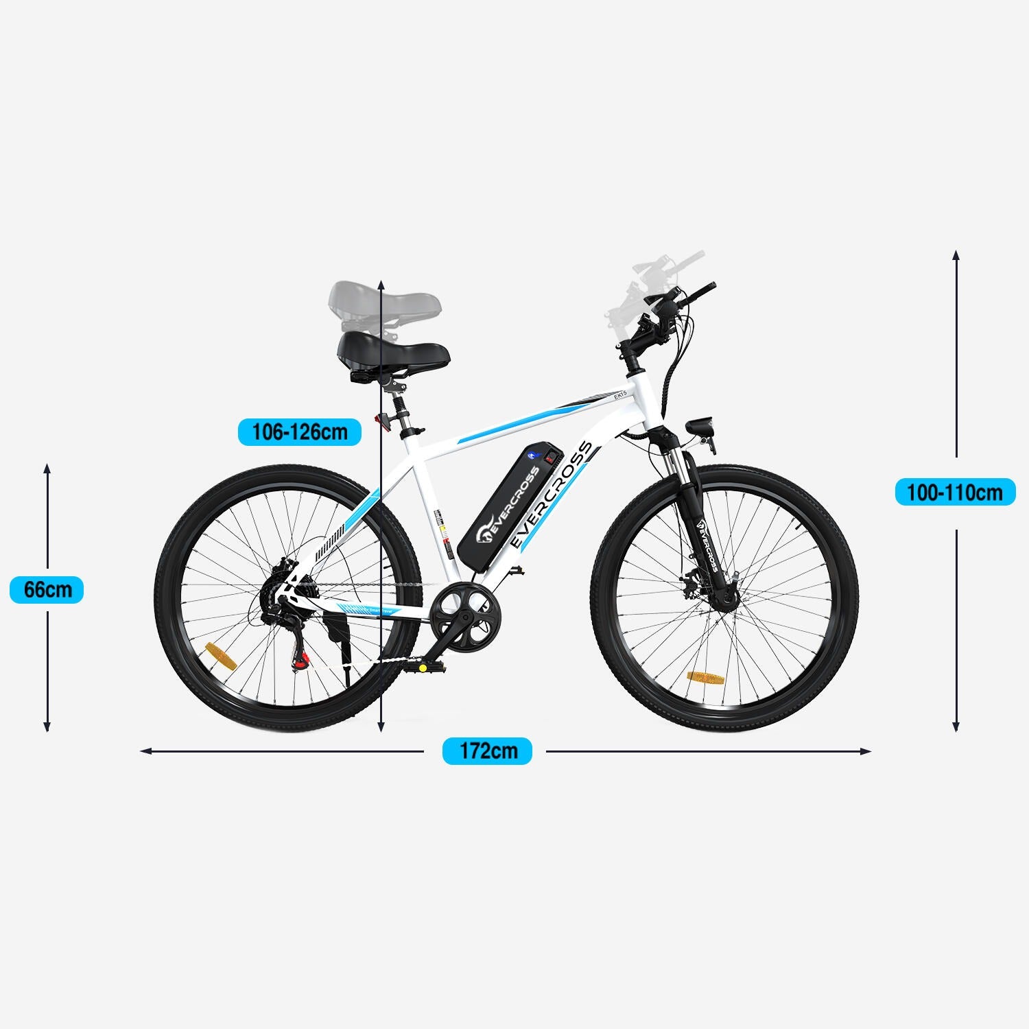 EVERCROSS EK15 - Bici elettrica da città, 36 V 250 W a doppio assorbimento